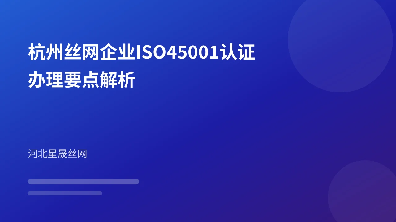 杭州丝网企业ISO45001认证办理要点解析